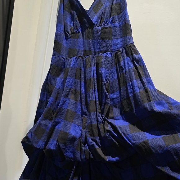 ✅️Elegant Blue Checkered Midi Dress - Picture 6 of 9